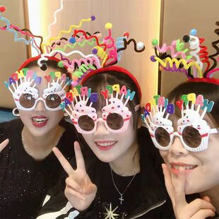 网红搞怪发箍可爱卡通彩色头箍发饰儿童生日派对拍照成人装饰道具