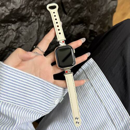 适用于苹果s11可爱百搭双钉小狗s10通用表带Apple watchSE3女表带