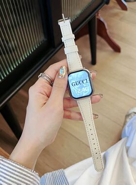 适用于红米4秋冬新款荔枝纹皮质watch5小米8pro9pro手环女生表带