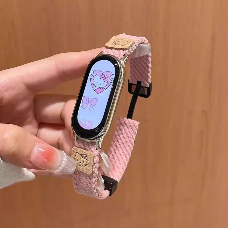 高级感适用小米9表带舒适灯芯绒小米手环78ins小众女生磁吸扣腕带