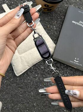 适用小米手环10表带小米9/8nfc皮质女显白手表带高级新款夏季腕带