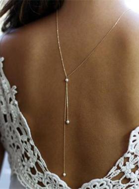 身体链后背链女欧美风简约气质个性创意新款项饰百搭性感珍珠项链