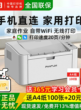 PANTUM/奔图P2206W青春版打印机 学生家用小型黑白激光打印机无线WIFI手机直连办公作业批量打印单功能打印机