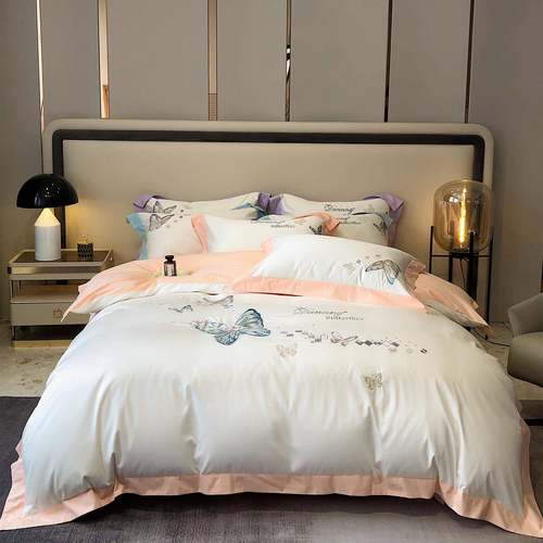 轻奢全棉长绒棉刺绣床裙四件套高级感纯棉被套床单床裙床上用品4