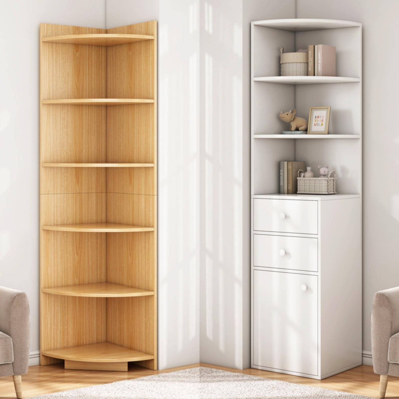 角柜拐角三角柜转角置物架一体靠墙客厅落地边柜卧室收纳柜墙角柜