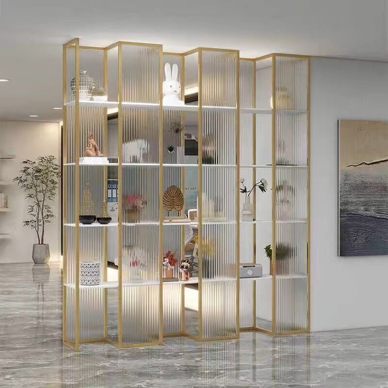 办公室隔断置物架花架酒店办公区双面展示柜客厅隔墙玻璃储物柜