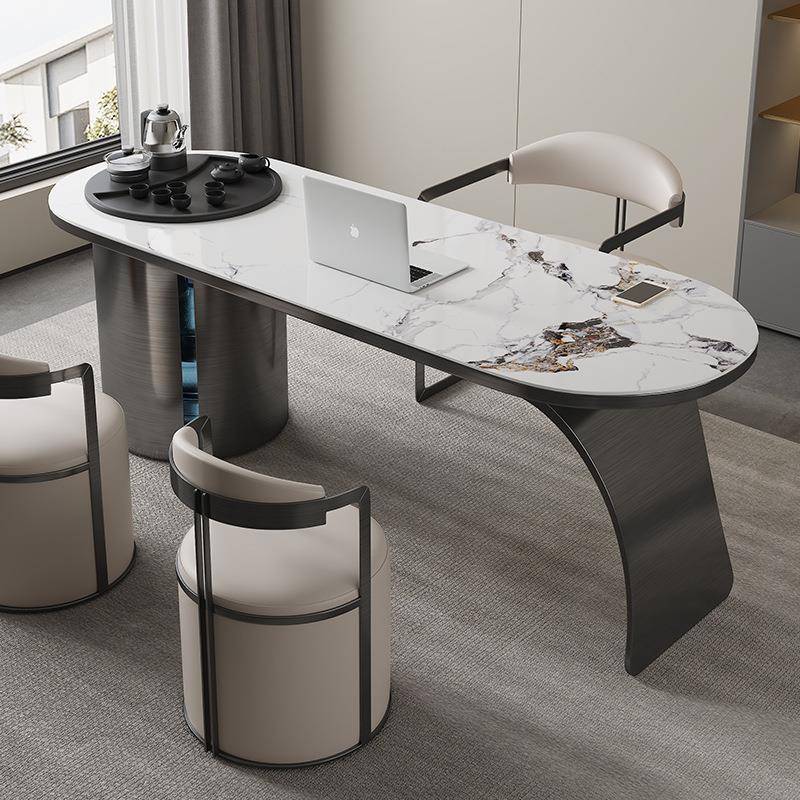 北欧意式轻奢岩板茶桌椅组合家用茶台简约办公室功夫泡茶书桌一