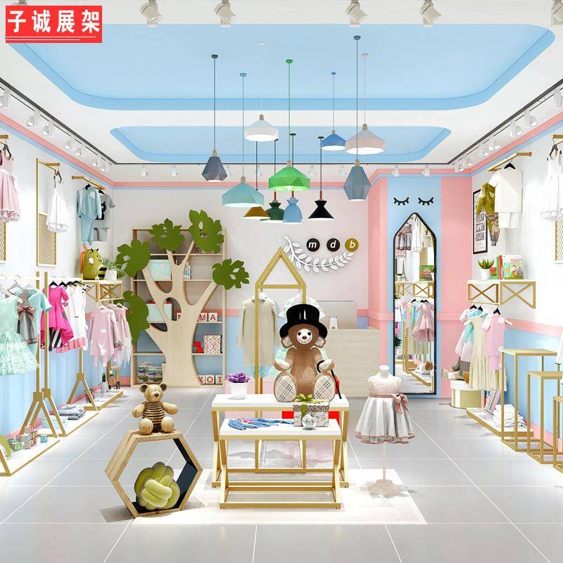 服装店童装店展示架货架陈列衣架子男女装店铺上墙侧挂壁挂式衣杆