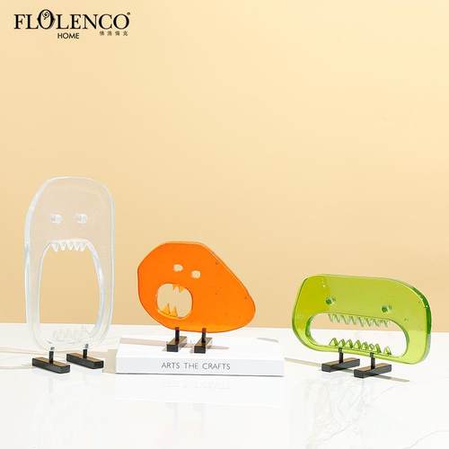 创意现代风透明树脂卡通精灵摆件样板间电视柜儿童房设计师装饰品