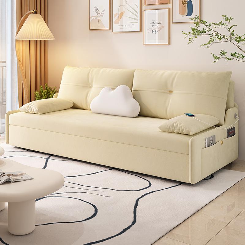 奶油风折叠沙发床小户型多功能公寓书房无扶手午休折叠床储物沙