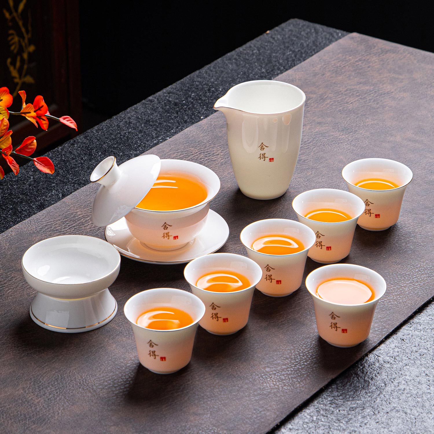 云栩德化羊脂玉瓷悬停白瓷盖碗陶瓷大号泡茶器功夫茶具三才碗家用