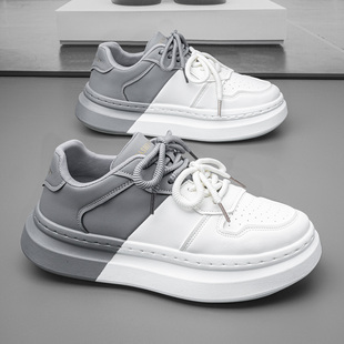 秋季男鞋学生青少年运动休闲软底舒适轻便不累脚厚底小白增高板鞋