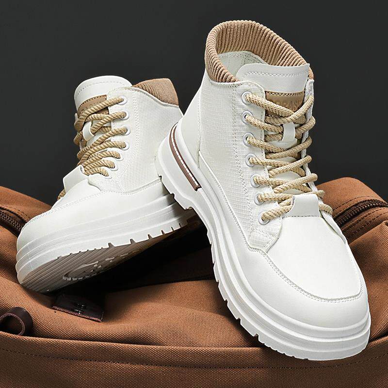 马丁靴男款秋季2025新款白色靴子男士英伦风运动防滑高帮小白男鞋