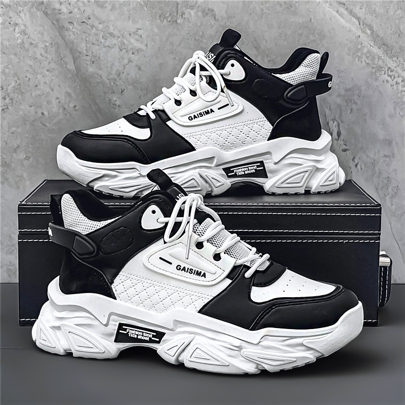 男鞋秋季2025新款高帮运动鞋男款青少年白色老爹鞋防滑厚底跑步鞋