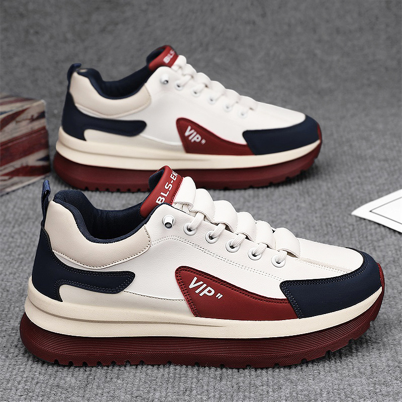 阿甘男鞋春季运动皮面防水休闲厚底青少年一脚蹬板鞋耐磨老爹潮鞋