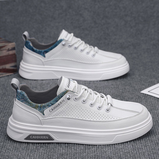 男鞋子2025新款春秋透气潮牌高级感百搭增高厚底运动休闲小白板鞋