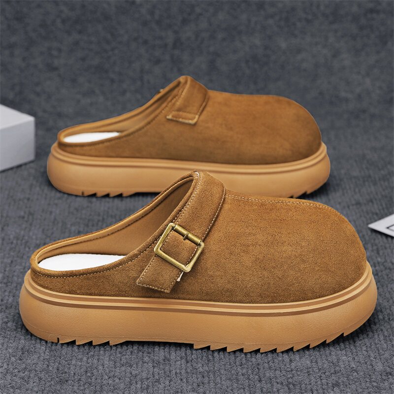 勃肯拖鞋男款春季外穿软底防滑一脚蹬复古包头拖男士大头懒人半拖