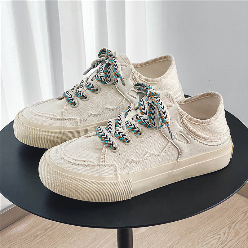 帆布男鞋春季小众设计感百搭休闲板鞋青少年运动防滑厚底增高布鞋