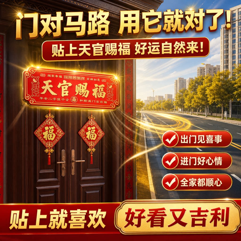 正版天官赐福金属门贴化解门对门