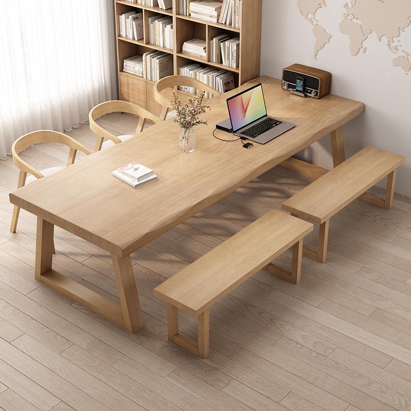 北欧实木大书桌简约双人学习桌家用办公桌客厅长桌子工作台电脑桌
