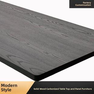 老榆木碳化黑色实木大板桌面定制侘寂风原木民俗吧台飘窗台面桌板