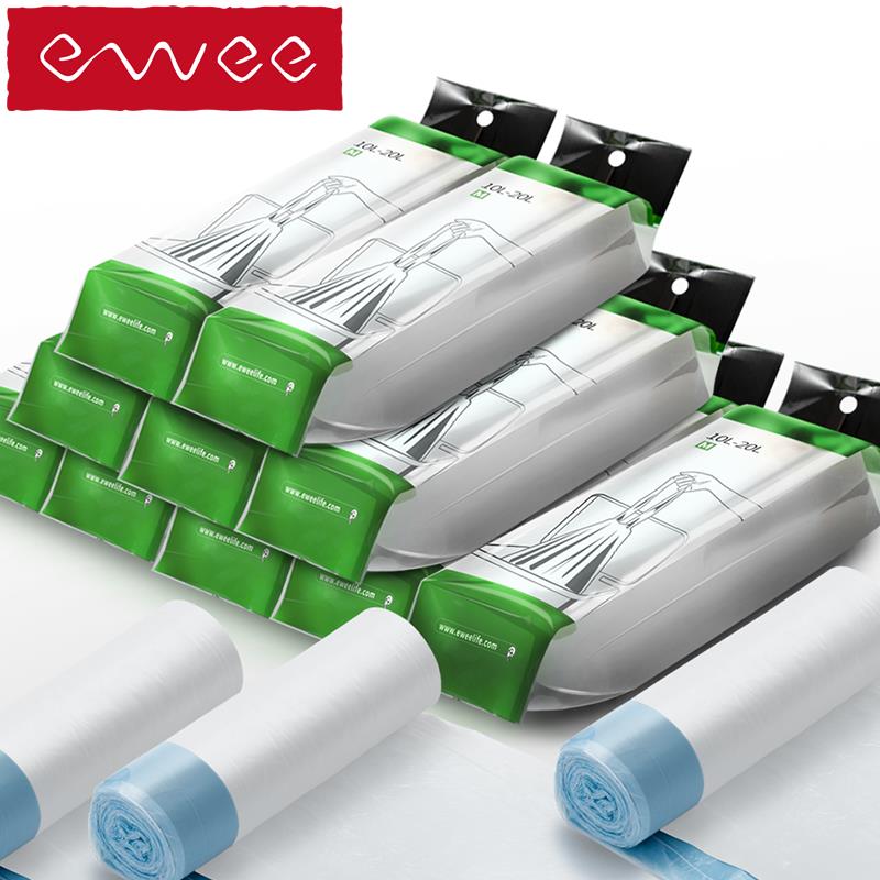 ewee自动收口垃圾袋断点式加厚手提式家用抽绳厨房垃圾袋小号10卷