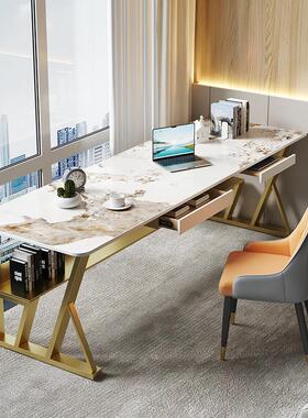 岩板长条桌靠墙书桌双人阳台现代简约窄长条桌书房工作台办公电脑