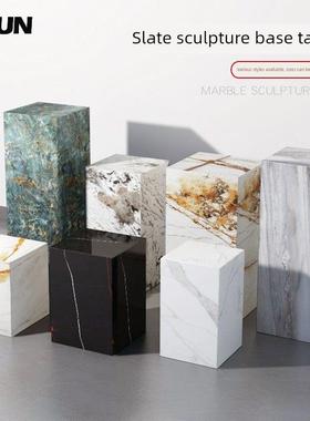 现代轻奢岩板雕塑底座展示台酒店展厅售楼处定制落地花架基座摆台