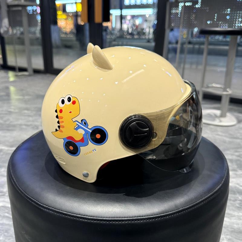 野马卡通儿童电动车头盔夏季新国标男孩女孩帽3-6-12岁可爱小恐龙