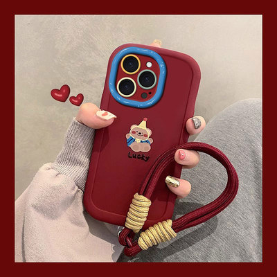 适用苹果16promax手机壳新款iphone15pro硅胶14防摔13可爱女12网红xsmax幸运小熊8plus新年7p高级感6s全包se2