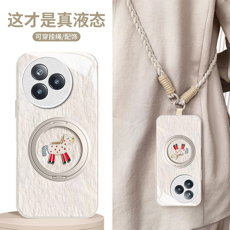 可爱木马适用小米civi5Pro手机壳civi4/3新女款MIUI15网红爆款14ultra旋转支架13Pro带挂绳12全包防摔11/10套
