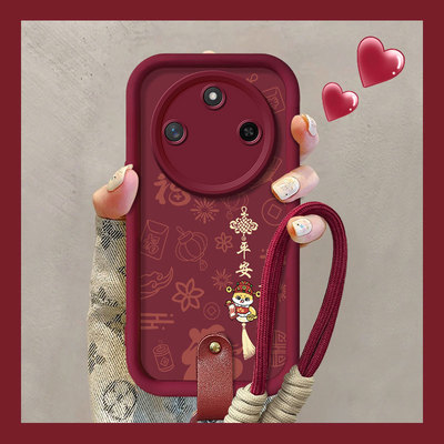 适用荣耀X60网红手机壳X60i新款X50GT平安喜乐X50i+秋冬高级感X40i硅胶套X30全包X20SE防摔X20时尚X10带手绳