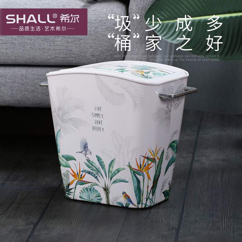加厚密胺垃圾桶家用高颜值厨房桌面户外带盖大号客厅厕所卫生间