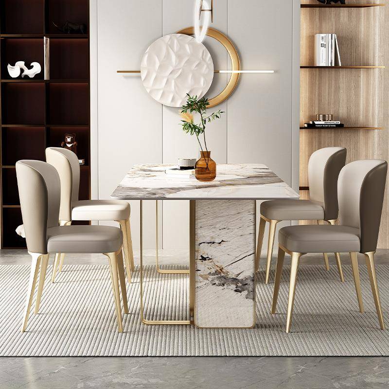 YZK餐桌意式亮光轻奢岩板餐桌椅组合现代简约小户型家用长方形大