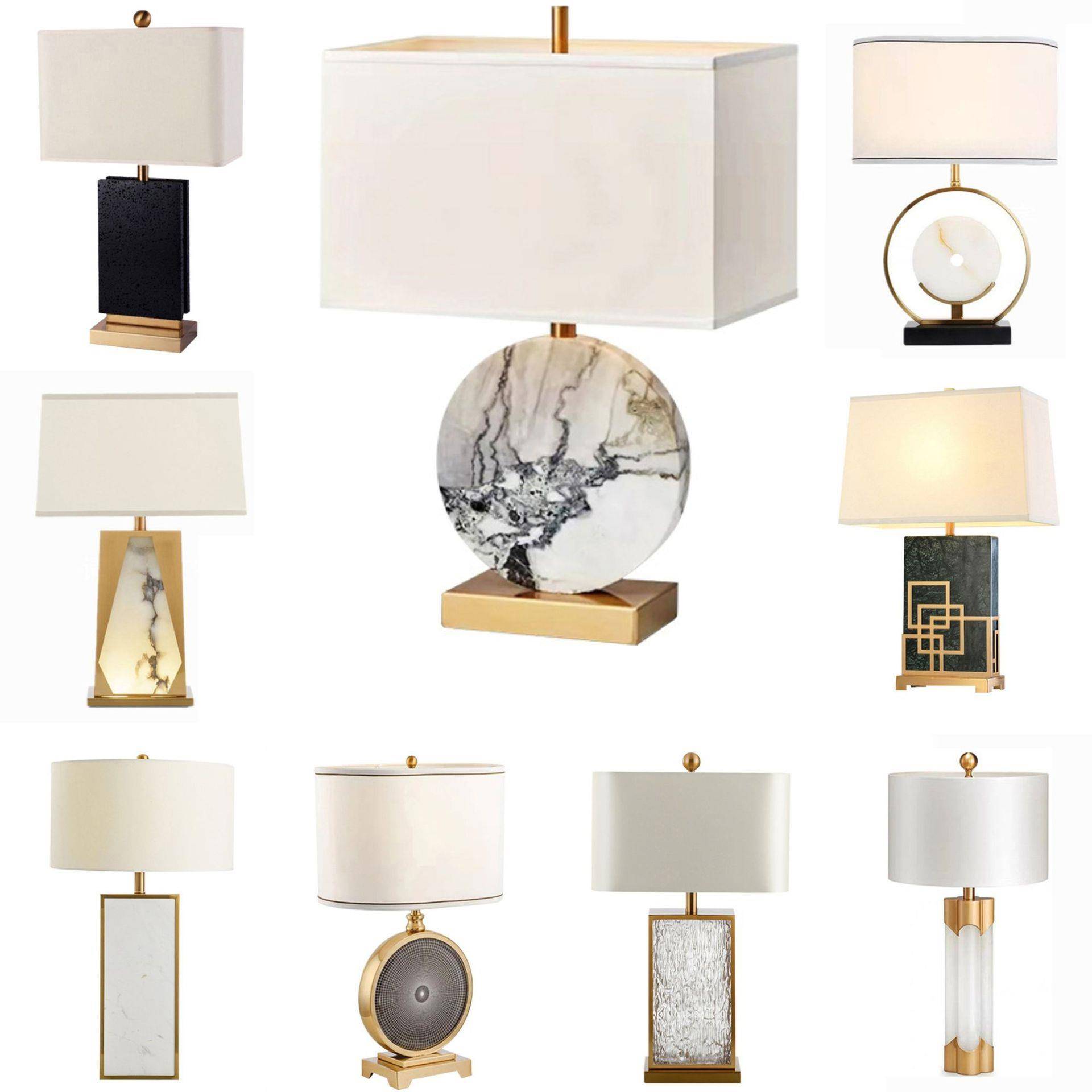 轻奢客厅大理石头北欧现代台灯样板间装饰设计师床头创意卧室台灯