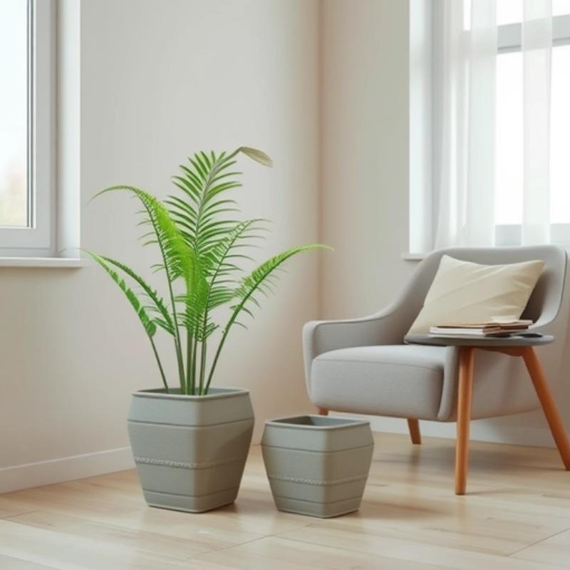 新中式复古水泥落地花盆花瓶庭院花园别墅博物馆家居花艺蕨类绿植
