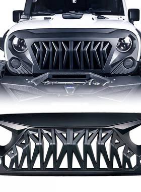 现货适用07-17款JK牧马人愤怒4代前脸罩ABS中网格栅前进气口改装
