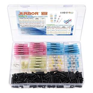 黑色热缩管组合 热缩防水中接管 直销640pcs盒装 焊锡环端子