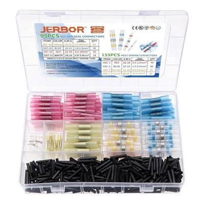 直销640pcs盒装焊锡环端子+热缩防水中接管+黑色热缩管组合