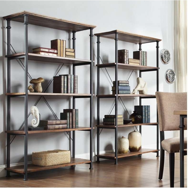 工业风收纳实木书架复古铁艺置物架家用落地书柜多层展示架陈列架