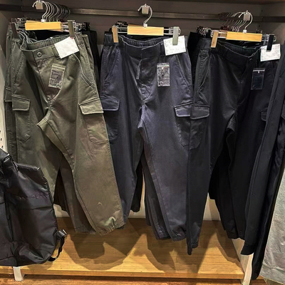 缘单！试衣间秋冬男装工装束脚裤系带街头口袋棉质休闲裤470595