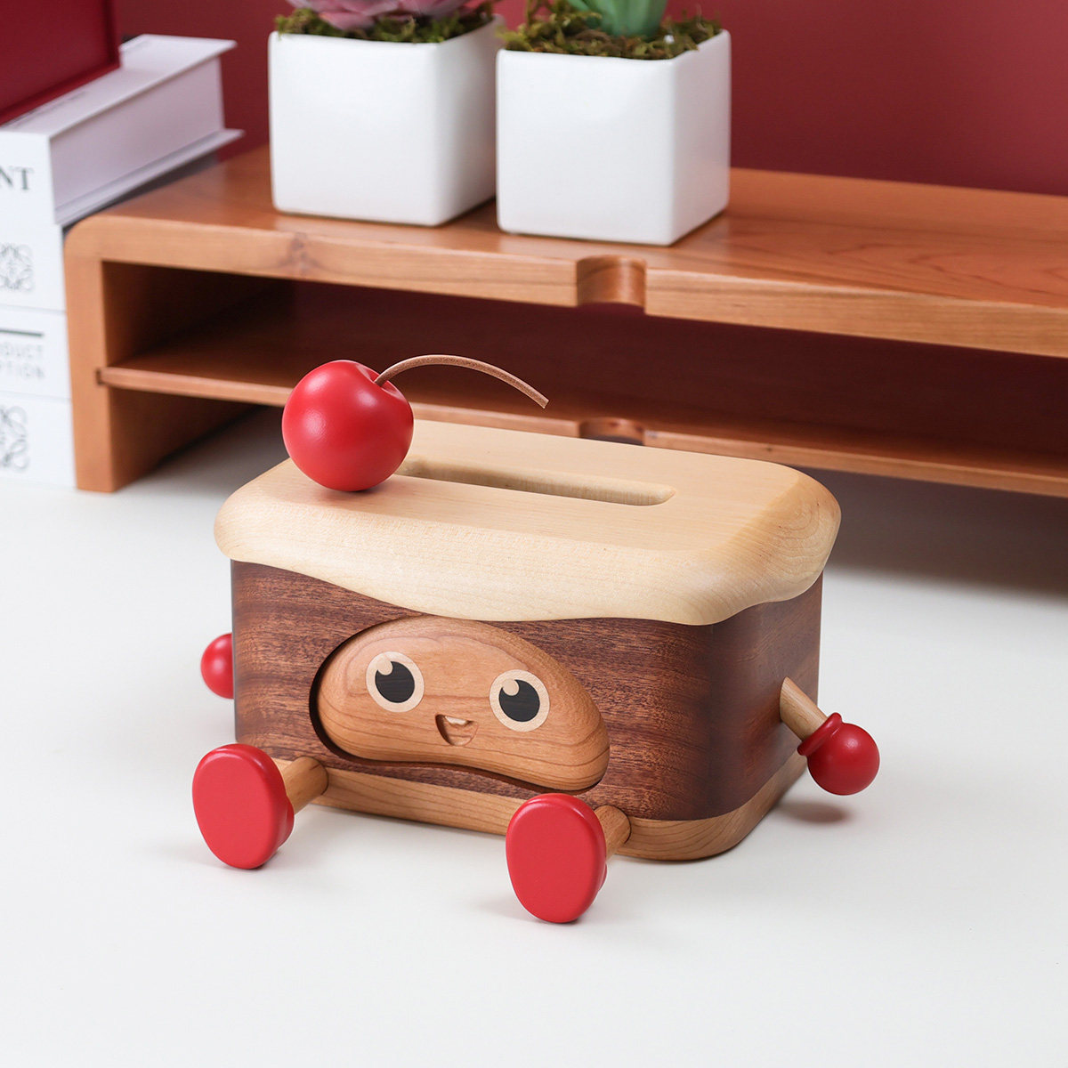 创意可爱实木质蛋糕纸巾盒收纳盒网红可爱居家装饰抽纸盒手机架