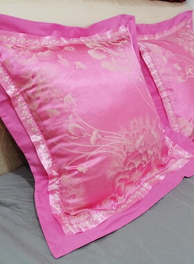 极速欧式全棉贡缎沙发靠垫套6x0x60不含芯加大红色结婚庆床头靠枕