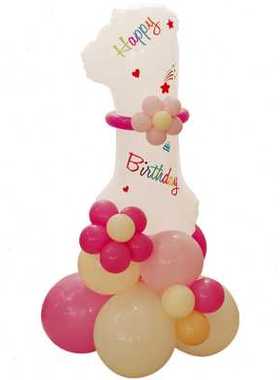 极速创意白色生日数字123气球立柱 女孩女宝P宝一周岁派对场景布