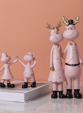 极速一家四口家居摆饰酒柜新房乔迁礼品客厅玄关装U饰品送新婚结