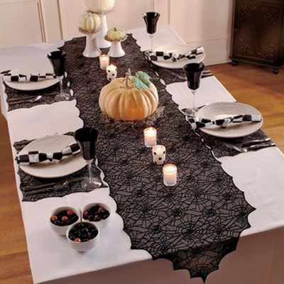极速Halloween Deconr Black Lace Spiderweb Fireplace Mantel S