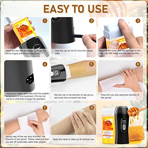 极速Diagital Roll on Wax  Honey Wax Roller Waxing Kit for Ha