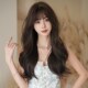 中长款 极速假发女长发齐刘海大波浪长y卷发自然整顶全头套式 法式