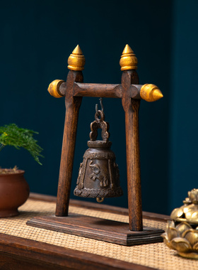 新品东南亚工艺品j实木铃铛客厅书房摆设 泰式风格SPA酒店足浴装