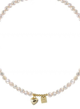 极速天然淡水珍珠项炼女复古爱心B方牌吊坠锁骨链法式轻奢百搭小